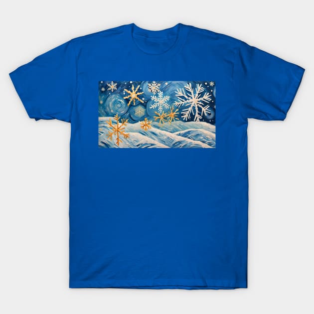 Snowflake in Van Gogh Style T-Shirt by FineArtworld7